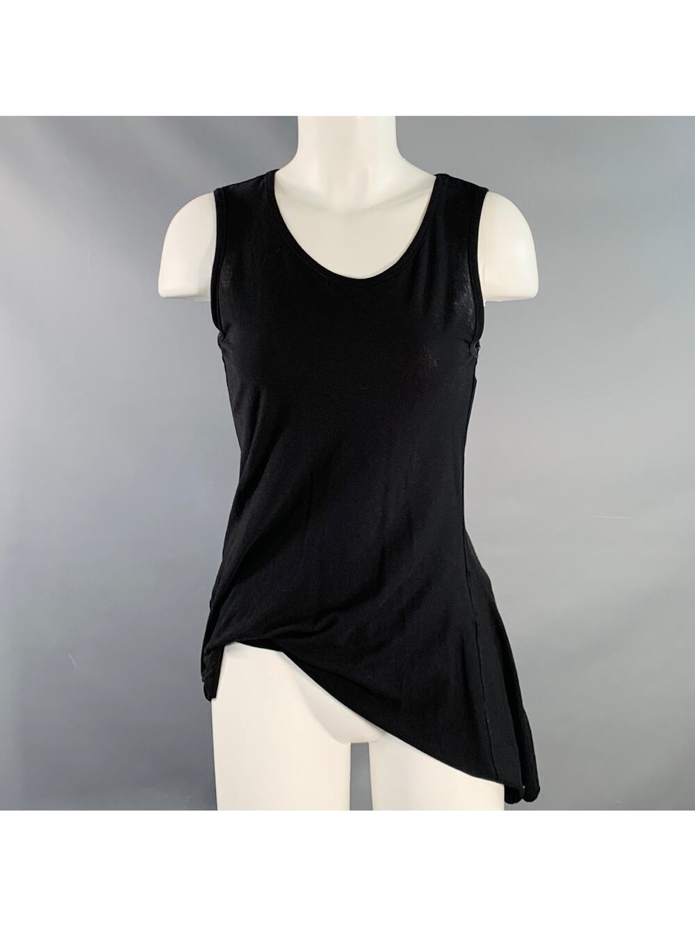 YOHJI YAMAMOTO Size M Black Jersey Sleeveless Asymmetrical Tank Casual Top